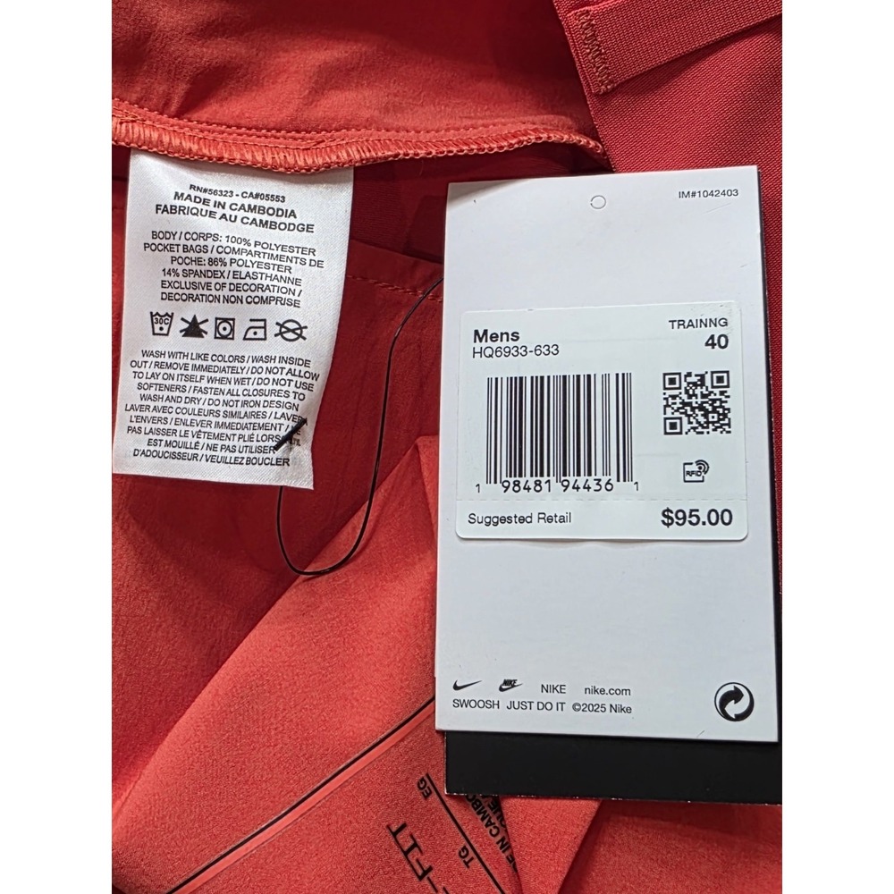 Nike HQ6933-633 24.7 Dri-Fit Men's Orange Golf Shorts. NWT. Size 40 - Picture 8 of 8